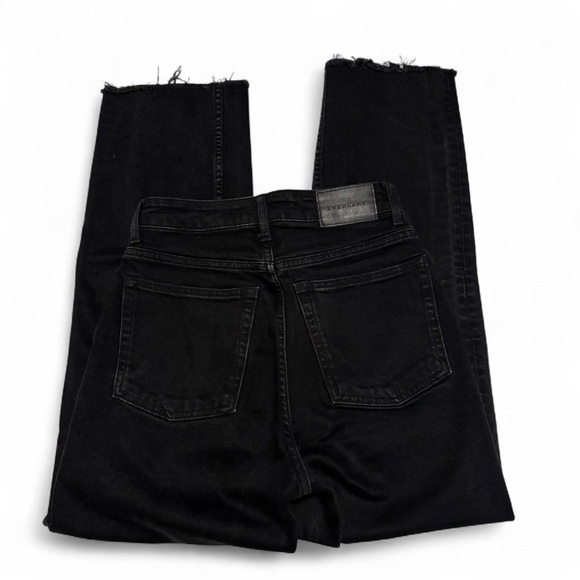 Everlane Curvy Way High Jeans Sz 24 Black Cropped High Rise Raw Hem Straight Leg - Picture 5 of 7
